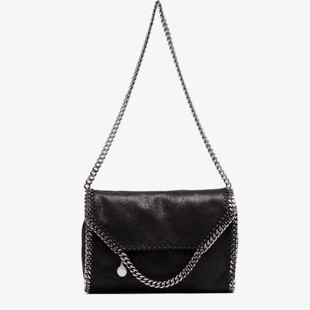 Stella McCartney Falabella Black leather big chain trim shoulder bag